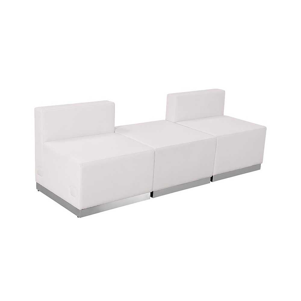 Melrose White LeatherSoft Reception Configuration, 3 Pieces