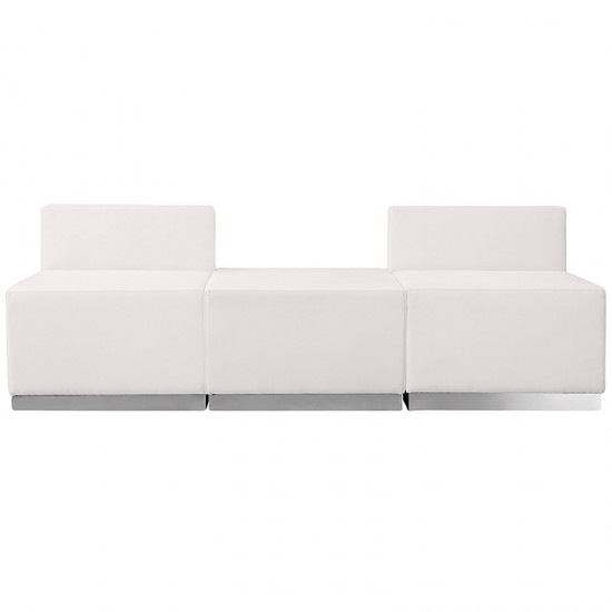 Melrose White LeatherSoft Reception Configuration, 3 Pieces