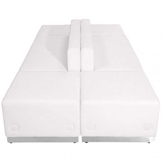 Melrose White LeatherSoft Reception Configuration, 6 Pieces