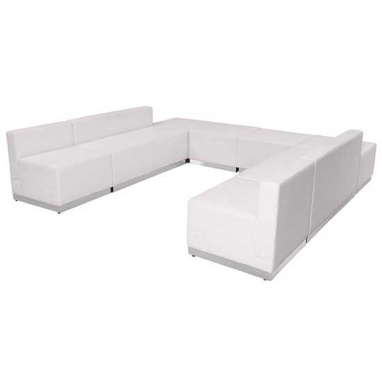 Melrose White LeatherSoft Reception Configuration, 8 Pieces