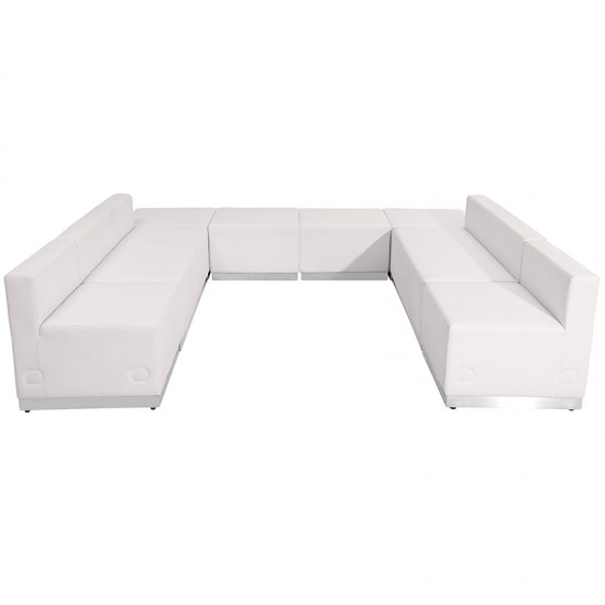 Melrose White LeatherSoft Reception Configuration, 8 Pieces