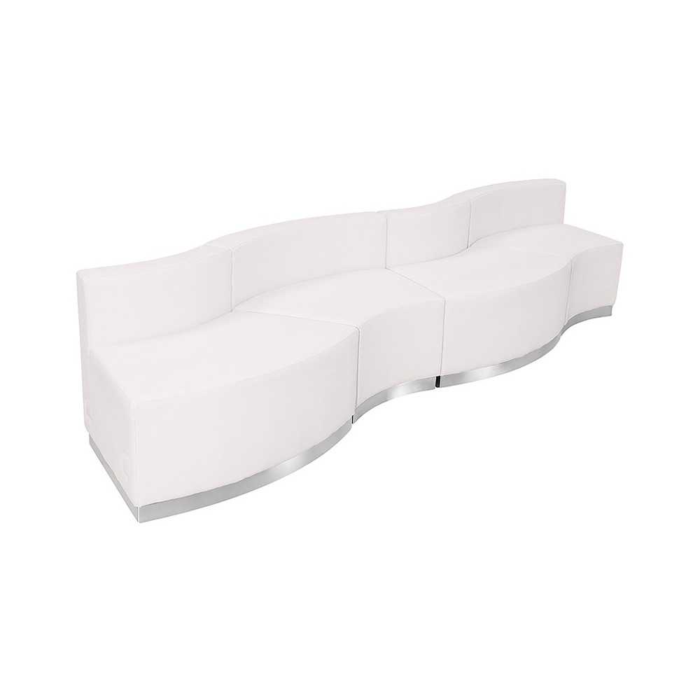 Melrose White LeatherSoft Reception Configuration, 4 Pieces