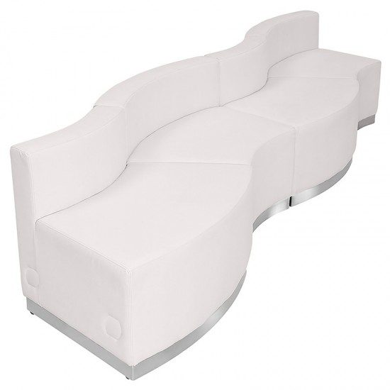 Melrose White LeatherSoft Reception Configuration, 4 Pieces