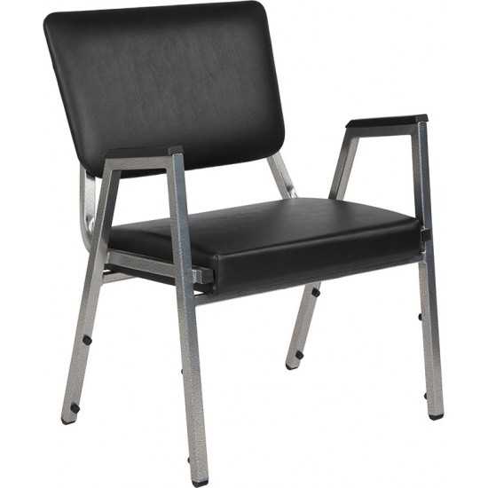 1500 lb. Rated Black Antimicrobial Vinyl Bariatric Medical Reception Arm Chair with 3/4 Panel Back