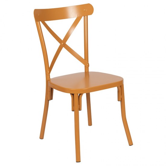 Metal Cross Back Chair (Natural)