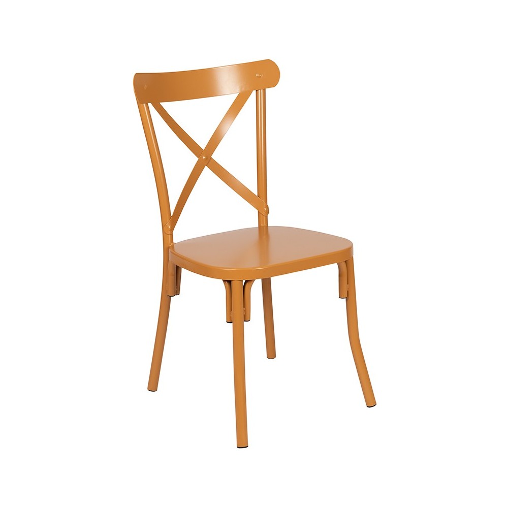 Metal Cross Back Chair (Natural)