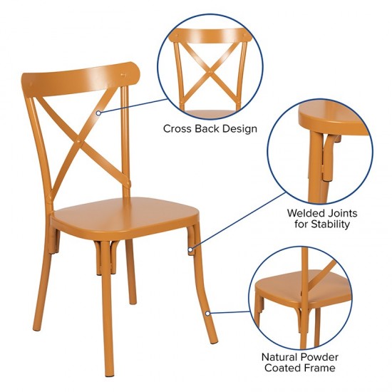 Metal Cross Back Chair (Natural)