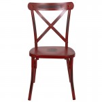 Rustic Distressed Metal Cross Back Chair (Red)