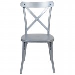 Rustic Distressed Metal Cross Back Chair (Silver)