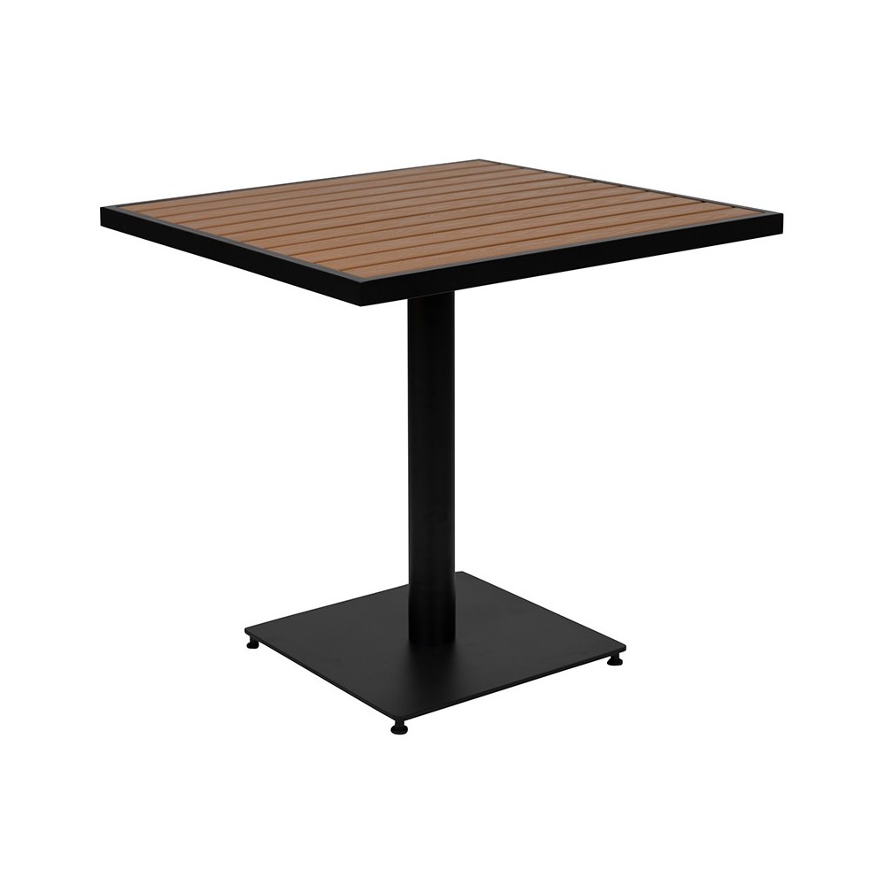 Outdoor Patio Bistro Dining Table with Faux Teak Poly Slats, 30" Square Outdoor Patio Bistro Dining Table with Faux Teak Poly Slats, 30" Square