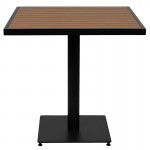 Outdoor Patio Bistro Dining Table with Faux Teak Poly Slats, 30" Square