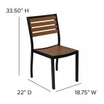 Outdoor Side Chair with Faux Teak Poly Slats