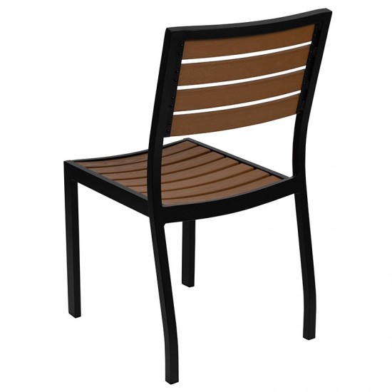 Outdoor Side Chair with Faux Teak Poly Slats