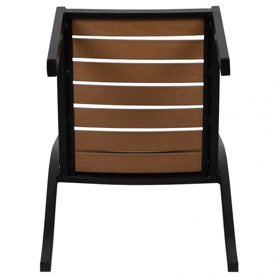 Outdoor Side Chair with Faux Teak Poly Slats