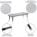 86" Oval Wave Collaborative Laminate Activity Table Set with 12" Student Stack Chairs, Grey/Black