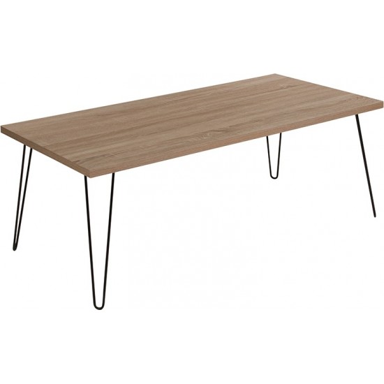 Union Square Collection Sonoma Oak Wood Grain Finish Coffee Table with Black Metal Legs