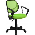 Low Back Green Mesh Swivel Task Office Chair with Arms