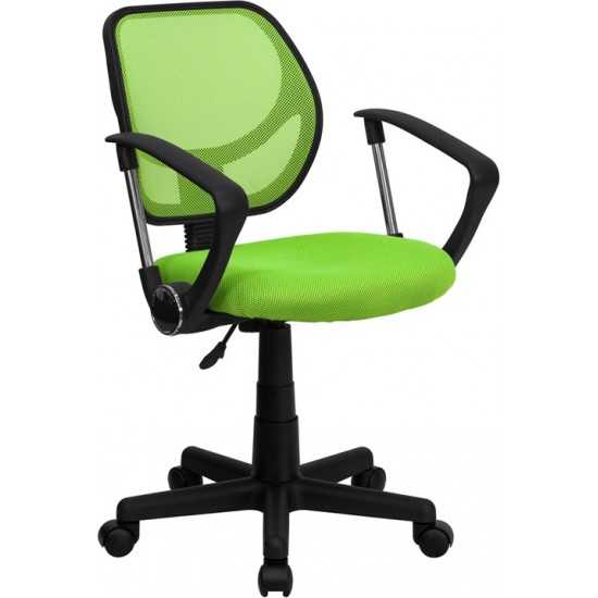 Low Back Green Mesh Swivel Task Office Chair with Arms