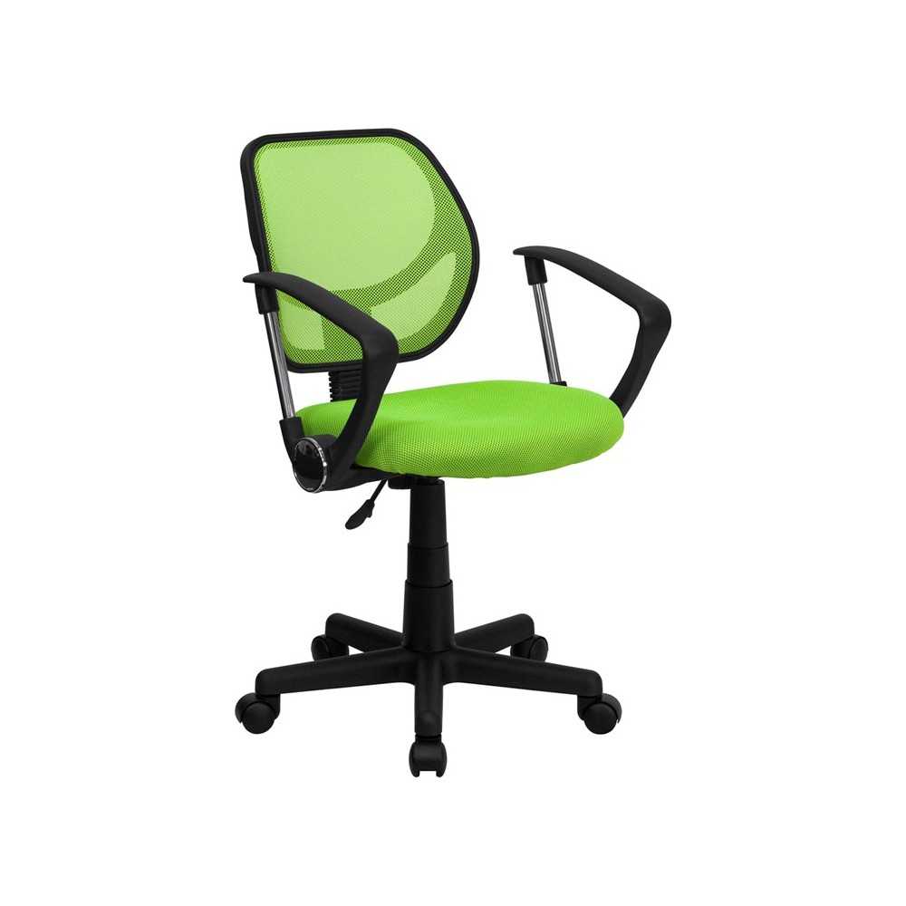 Low Back Green Mesh Swivel Task Office Chair with Arms