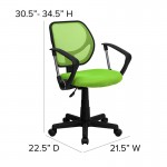 Low Back Green Mesh Swivel Task Office Chair with Arms