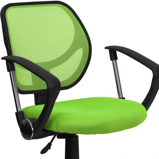 Low Back Green Mesh Swivel Task Office Chair with Arms