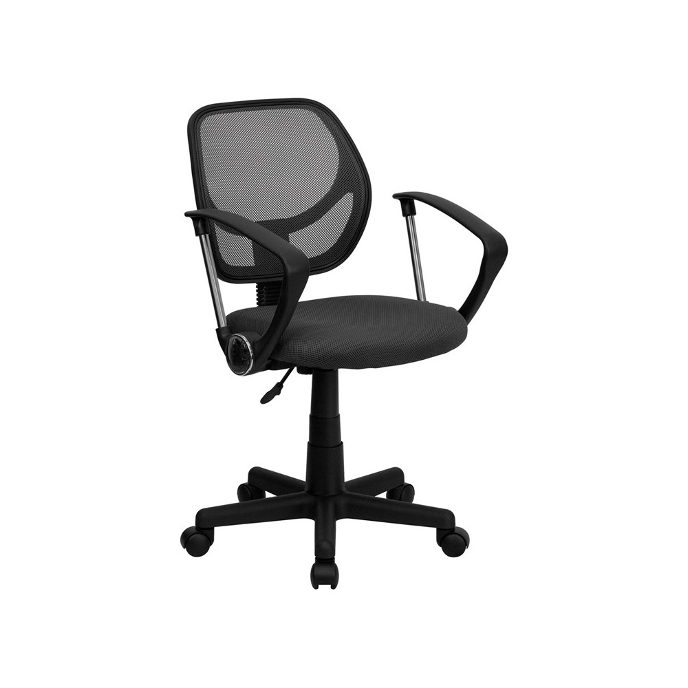 Low Back Gray Mesh Swivel Task Office Chair with Arms