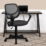 Low Back Gray Mesh Swivel Task Office Chair with Arms