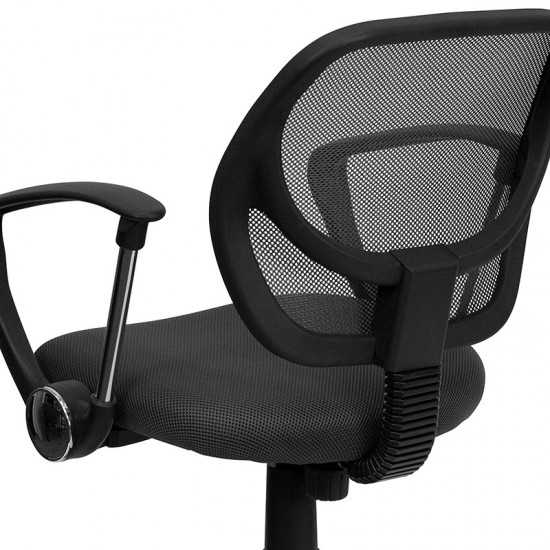 Low Back Gray Mesh Swivel Task Office Chair with Arms