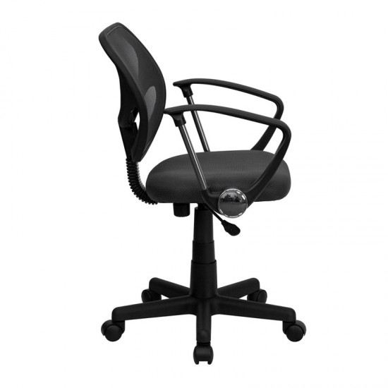 Low Back Gray Mesh Swivel Task Office Chair with Arms