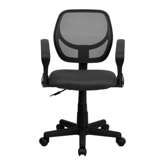 Low Back Gray Mesh Swivel Task Office Chair with Arms