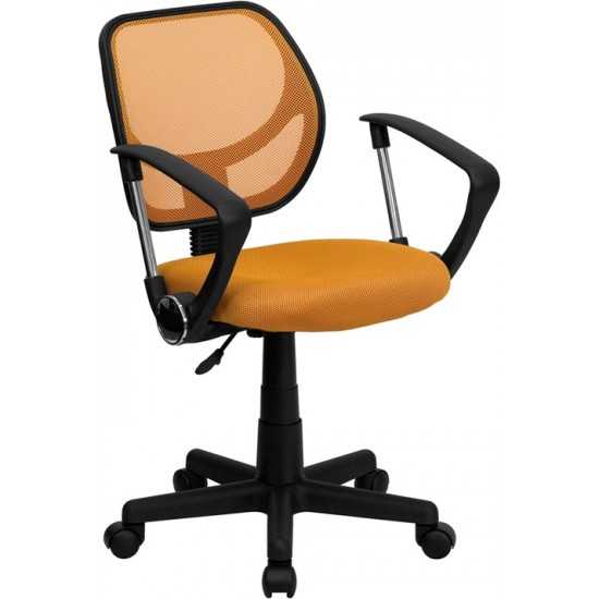 Low Back Orange Mesh Swivel Task Office Chair with Arms