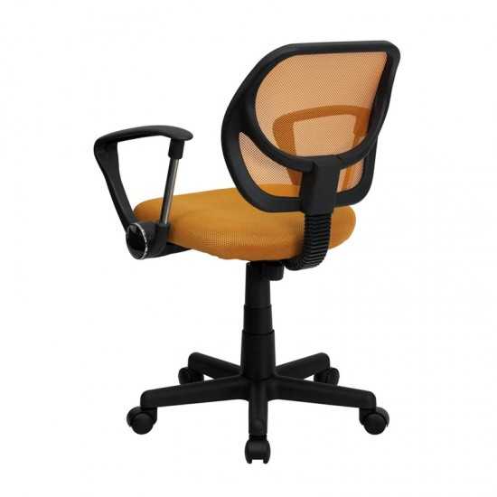 Low Back Orange Mesh Swivel Task Office Chair with Arms