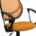 Low Back Orange Mesh Swivel Task Office Chair with Arms