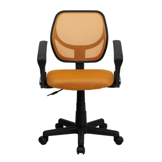 Low Back Orange Mesh Swivel Task Office Chair with Arms