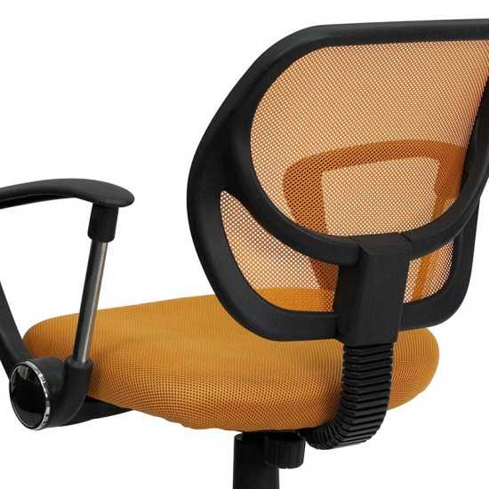 Low Back Orange Mesh Swivel Task Office Chair with Arms