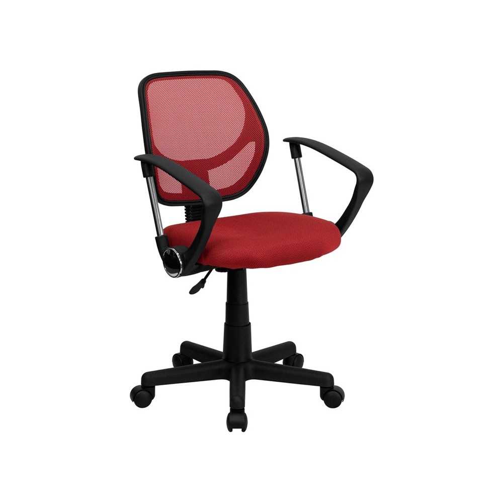 Low Back Red Mesh Swivel Task Office Chair with Arms