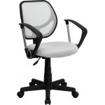 Low Back White Mesh Swivel Task Office Chair with Arms