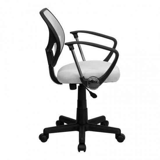 Low Back White Mesh Swivel Task Office Chair with Arms