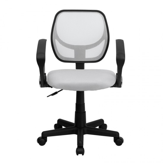 Low Back White Mesh Swivel Task Office Chair with Arms