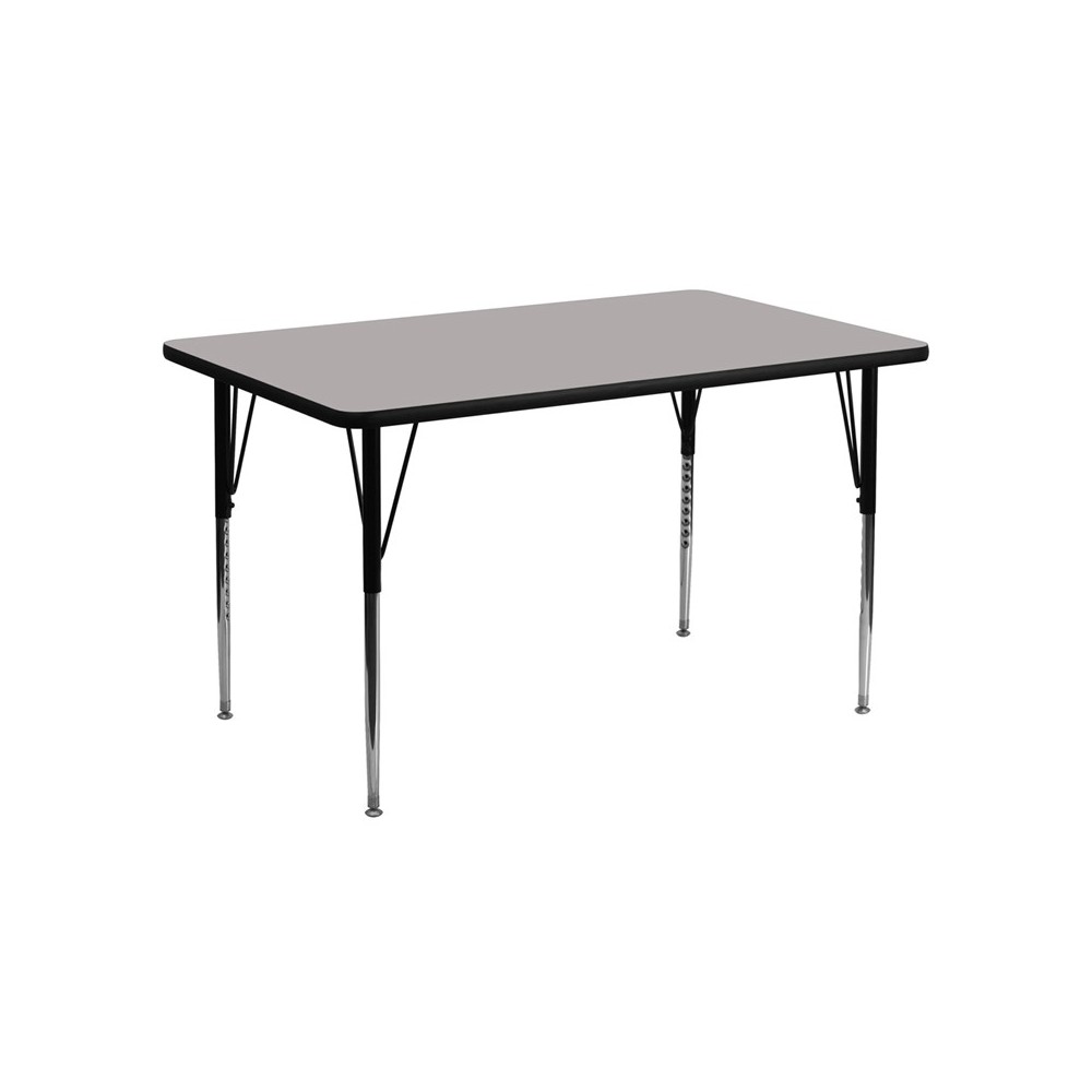 24''W x 48''L Rectangular Grey HP Laminate Activity Table - Standard Height Adjustable Legs