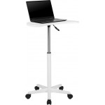 White Sit to Stand Mobile Laptop Computer Desk