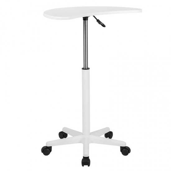 White Sit to Stand Mobile Laptop Computer Desk