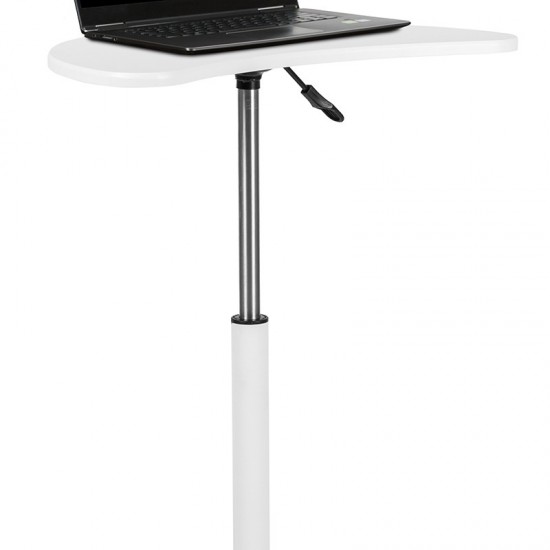 White Sit to Stand Mobile Laptop Computer Desk