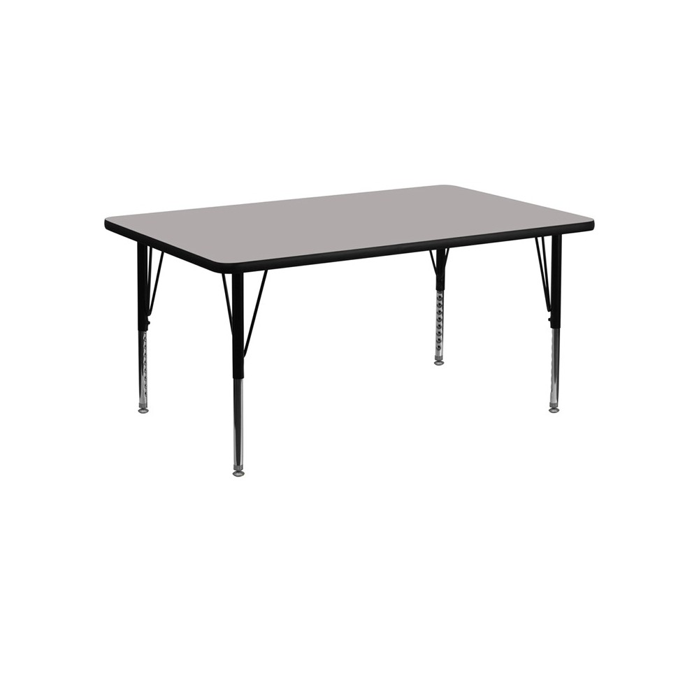 24''W x 48''L Rectangular Grey HP Laminate Activity Table - Height Adjustable Short Legs