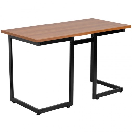 Cherry Computer Desk with Black Metal Frame