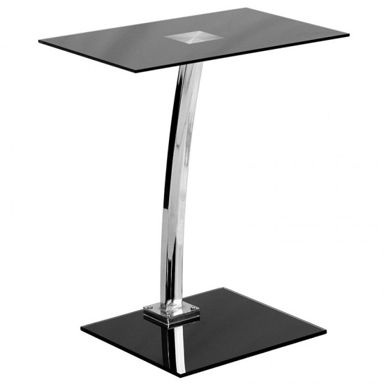 Laptop Computer Desk with Silk Black Tempered Glass Top