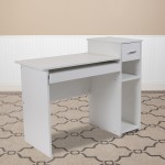 Highland Park White Computer Desk with Shelves and Drawer