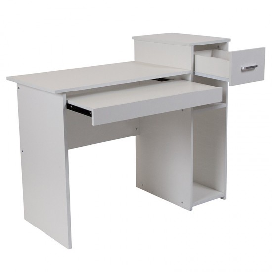 Highland Park White Computer Desk with Shelves and Drawer