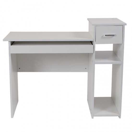 Highland Park White Computer Desk with Shelves and Drawer