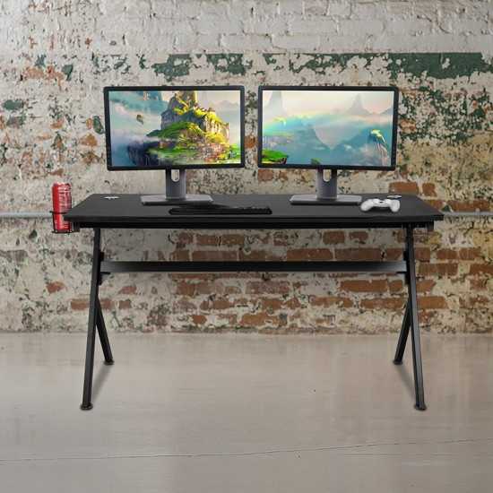 55" x 24" Extra Large Gaming Desk with Headphone Hook and Cup Holder - Free Mouse Pad